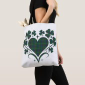 Heart Shamrock Plaid Blue Green Tartan Clover Tote Bag (Dichtbij)