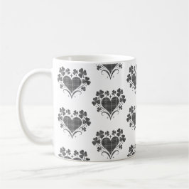 Heart Shamrock Plaid Gray Tartan Clover Koffiemok