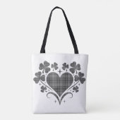 Heart Shamrock Plaid Gray Tartan Clover Tote Bag (Achterkant)