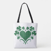 Heart Shamrock Plaid Green Classic Clover Tote Bag (Achterkant)