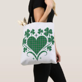 Heart Shamrock Plaid Green Classic Clover Tote Bag (Dichtbij)