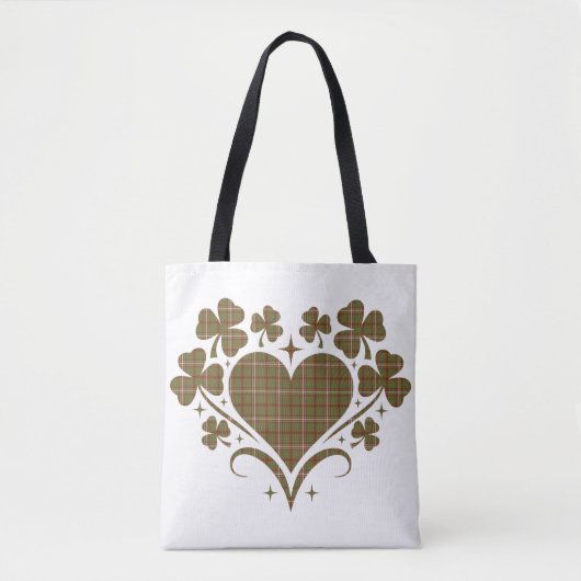 Heart Shamrock Plaid Olive Classic Clover Tote Bag (Voorkant)