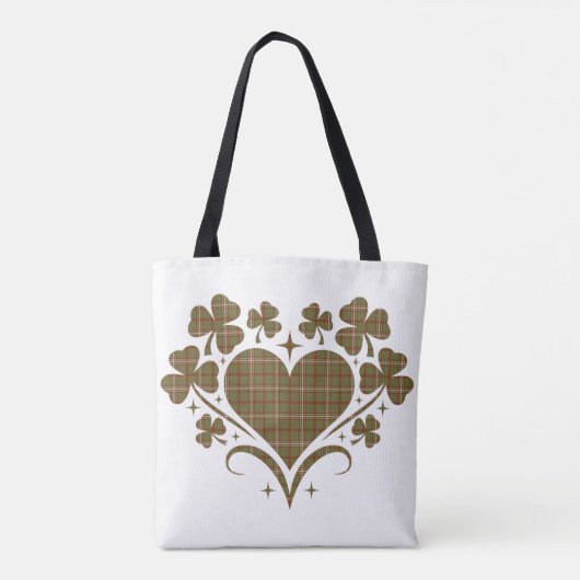 Heart Shamrock Plaid Olive Classic Clover Tote Bag (Achterkant)