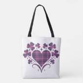 Heart Shamrock Plaid Pink Teal Tartan Clover Tote Bag (Achterkant)