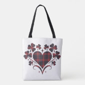 Heart Shamrock Plaid Red Blue Tartan Clover Tote Bag (Achterkant)