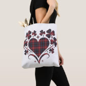 Heart Shamrock Plaid Red Blue Tartan Clover Tote Bag (Dichtbij)