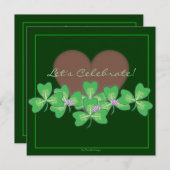 Heart & Shamrocks St. Patrick's Day Party Kaart (Voorkant / Achterkant)