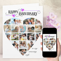 Heart Shape 18 Photo Collage Wedding Jubileum