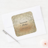 Heart Shape Black en Gold Wedding Seal Vierkante Sticker (Envelop)