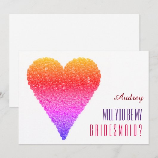 Heart Shape Bubbles Ben je mijn Bridesmaid? Kaart (Voorkant / Achterkant)