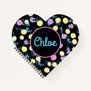 Heart Shape Confetti Pastel Paint Splash Custom Notitieboek