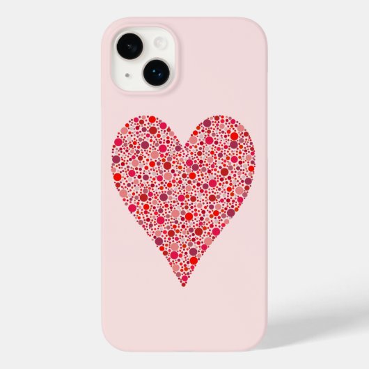 Heart Shape Crimson Polka Dots on Pink Case-Mate iPhone Case (Achterkant)