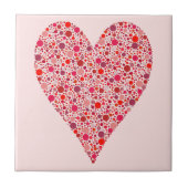 Heart Shape Crimson Polka Dots on Pink Tegeltje (Voorkant)