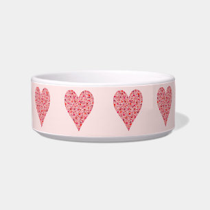 Heart Shape Crimson Polka Dots on Pink Voerbakje