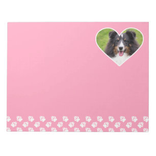 Heart Shape Custom Pet Foto op Roze Notitieblok