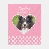 Heart Shape Custom Pet Foto op roze & tekst Fleece Deken (Voorkant)