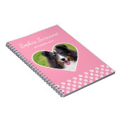 Heart Shape Custom Pet Foto op roze & tekst Notitieboek (Rechterzijde)