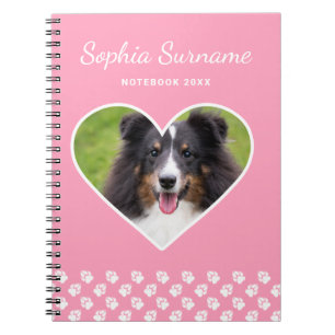 Heart Shape Custom Pet Foto op roze & tekst Notitieboek