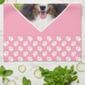 Heart Shape Custom Pet Foto op roze & tekst Theedoek (Gevouwen)
