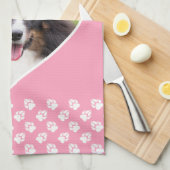 Heart Shape Custom Pet Foto op roze & tekst Theedoek (Quarter Fold)
