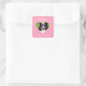 Heart Shape Custom Pet Foto op roze & tekst Vierkante Sticker (Tas)