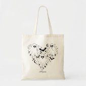 Heart Shape Ghost & Bats Illustratie Halloween Tote Bag (Voorkant)