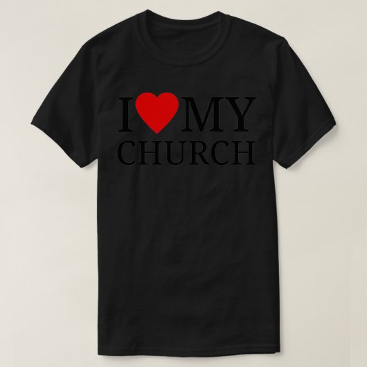 (Heart Shape) I Love My Church  Christian  T-shirt (Design voorkant)