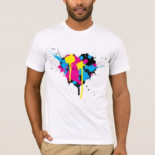 Heart Shape Ink Splatter Mannen T-shirt (Voorkant)