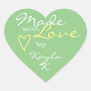 Heart Shape Lijst Pastel Mint Green Made with Love Hart Sticker