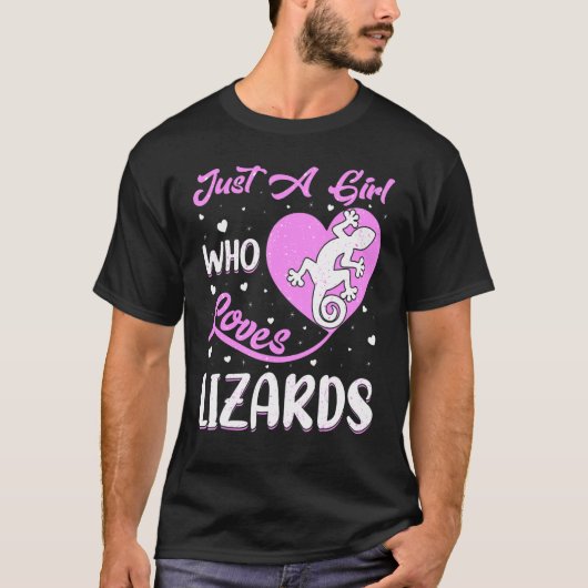 Heart Shape Lizard, een meisje dat van de Lizards  T-shirt (Voorkant)