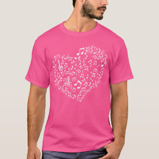 Heart Shape Musical Notes Grappige muziekliefhebbe T-shirt