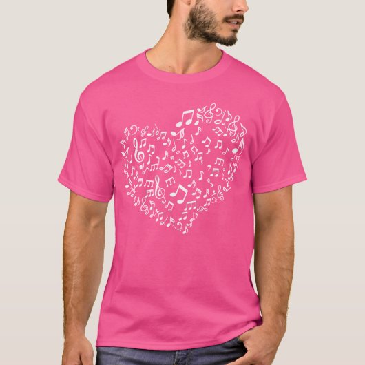 Heart Shape Musical Notes Grappige muziekliefhebbe T-shirt (Voorkant)