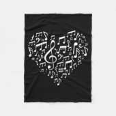 Heart Shape Musical Notes Music Lovers Gift Valent Fleece Deken (Voorkant)