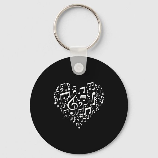 Heart Shape Musical Notes Music Lovers Gift Valent Sleutelhanger (Voorkant)