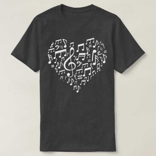 Heart Shape Musical Notes Music lovers Gifts Valen T-shirt (Design voorkant)