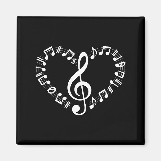 Heart Shape Musical Notes Music Lovers Happy Valen Magneet (Voorkant)