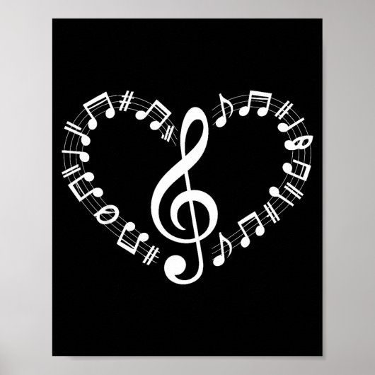 Heart Shape Musical Notes Music Lovers Happy Valen Poster (Voorkant)
