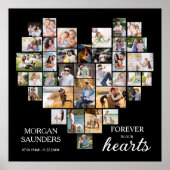 Heart Shape Photo Collage 36 Pic Funeral Memorial Poster (Voorkant)