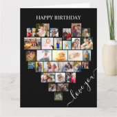 Heart Shape Photo Collage Love Script Birthday Kaart (Voorkant)