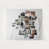 Heart Shape Photo Collage Lovely Wedbat Backdrop Wandkleed (Voorkant (horizontaal))