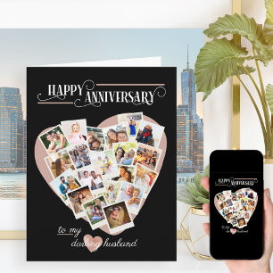 Heart Shape Photo Collage Wedding Jubileum Kaart