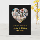 Heart Shape Photo Collage Wedding Jubileum Kaart (Gele Bloem)