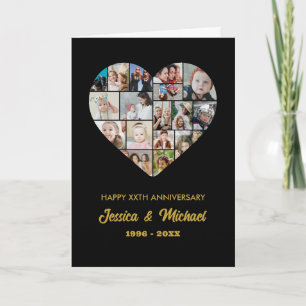 Heart Shape Photo Collage Wedding Jubileum Kaart