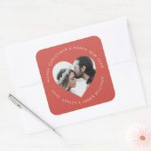 Heart Shape Photo Weddenschap Warm-Kerstmis Vierkante Sticker (Envelop)