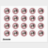 Heart Shape Photo Weduwingadres Paars Ronde Sticker (Vel)