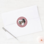 Heart Shape Photo Weduwingadres Paars Ronde Sticker (Envelop)