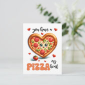 Heart Shape Pizza Punny Mijn Hart Valentijn Briefkaart (Staand voorkant)