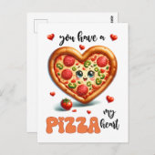 Heart Shape Pizza Punny Mijn Hart Valentijn Briefkaart (Voorkant / Achterkant)