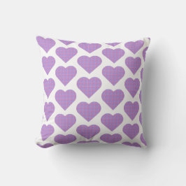 Heart Shape Plaid Pink Purple Kussen