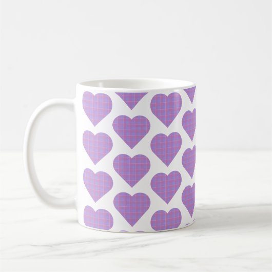Heart Shape Plaid Pink Purple Pastel Koffiemok (Links)
